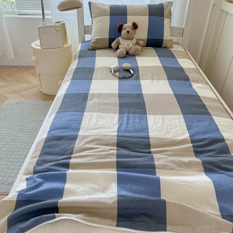 2025新款床垫保护罩纯棉学生宿舍床垫套全包拉链单人床笠水洗棉褥子套90x200 时空探索-蓝