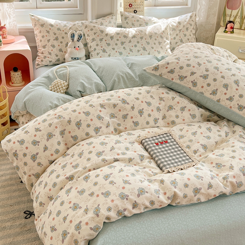 2025新款13070纯棉四件套卡通小清新全棉印花三四件套床单床笠款床品套件 丛林絮语