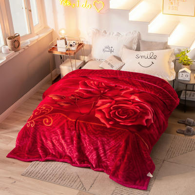 新款跑量拉舍尔毛毯加厚双层被子单人双人珊瑚绒毯秋冬季床单学生婚庆盖毯 150x200cm（5# ） 294大红
