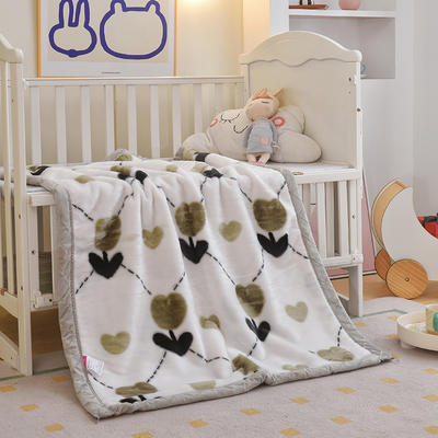 2023新款儿童拉舍尔毛毯双层加厚宝宝盖毯婴儿毯幼儿园秋冬季空调绒毯 150x200cm3.5斤 心相印
