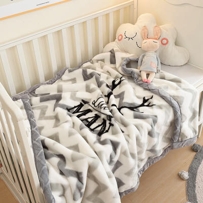 2023新款儿童拉舍尔毛毯双层加厚宝宝盖毯婴儿毯幼儿园秋冬季空调绒毯 150x200cm3.5斤 几何鹿