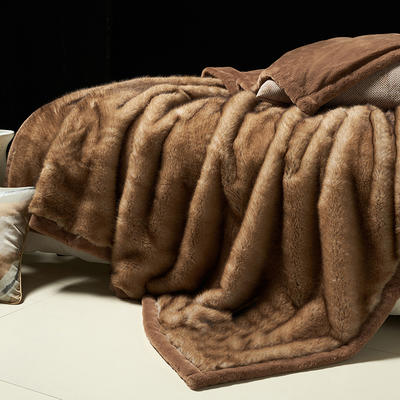 2024新款超柔仿狐狸毛皮草毛毯被冬季加厚盖毯特厚拉舍尔铺床毯子沙发床上用品 200x230cm 金驼狐