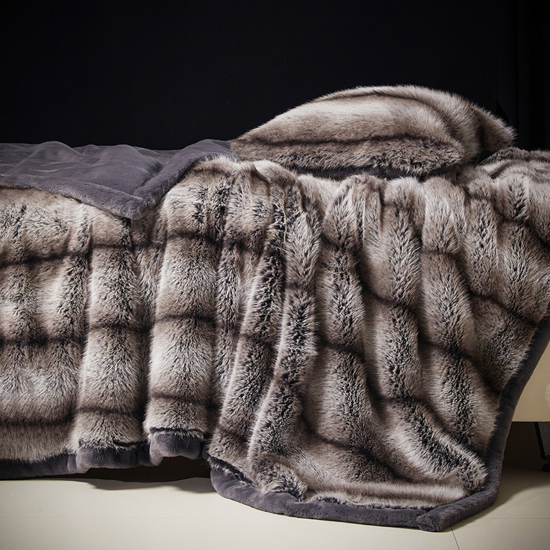 2024新款超柔仿狐狸毛皮草毛毯被冬季加厚盖毯特厚拉舍尔铺床毯子沙发床上用品 200x230cm 金褐狐