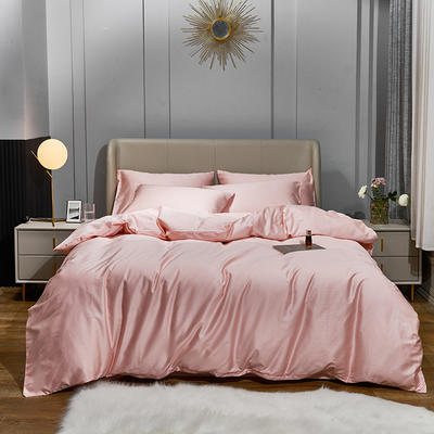 2021新款-60s纯色贡缎长绒棉四件套 床单款四件套1.8m（6英尺）床 红玉