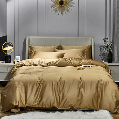 2021新款-60s纯色贡缎长绒棉四件套 床单款四件套1.8m（6英尺）床 亮驼