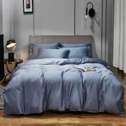 2021新款-60s纯色贡缎长绒棉四件套 床单款四件套1.5m（5英尺）床 水晶灰