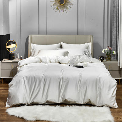 2021新款-60s纯色贡缎长绒棉四件套 床单款四件套1.8m（6英尺）床 玉白