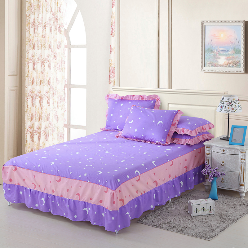 全棉韩版床裙单品可以配同款枕套 150cmx200cm 月亮之上-紫