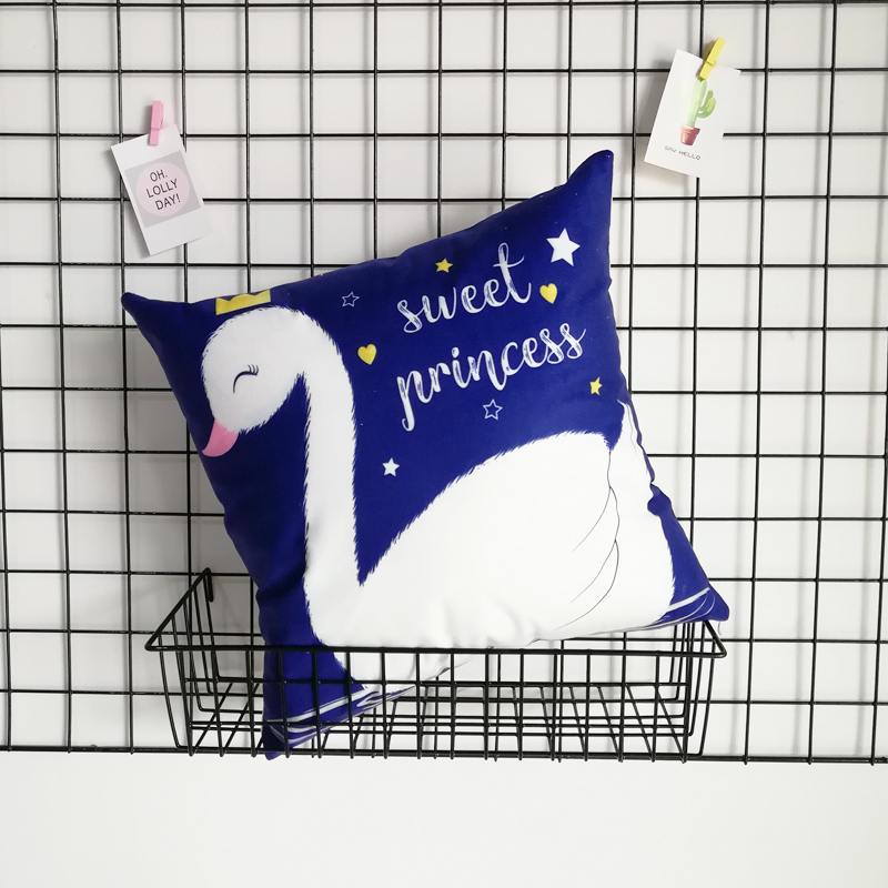 短毛绒卡通印花抱枕靠垫赠品礼品可定制 40*40cm（含芯） 白天鹅