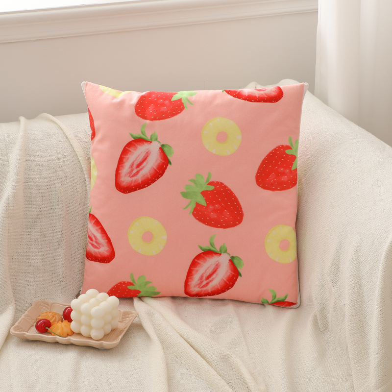 2023新款四季水果抱枕被 抱枕50*50±5cm打开被子150*195±5cm 草莓