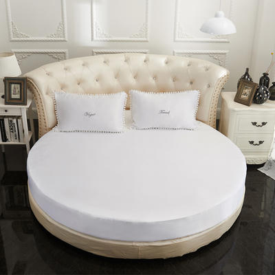 2021新款水洗真丝+纯棉圆床单层床笠 直径2米2 白色