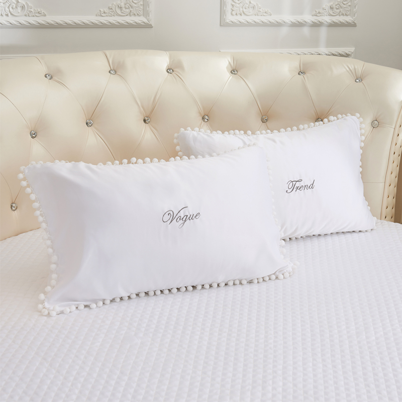 2021新款水洗真丝+纯棉圆床系列单层枕套 48cmx74cm（对） 白色