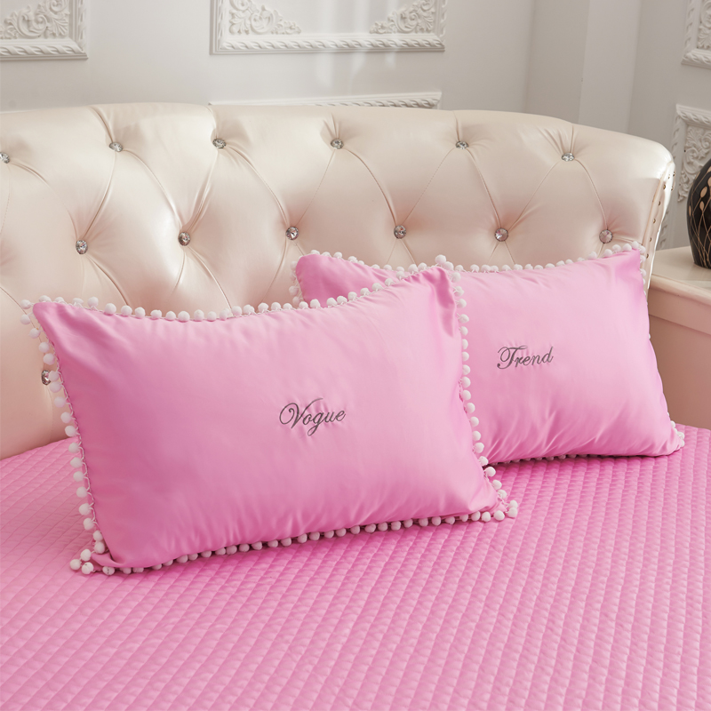 2021新款水洗真丝+纯棉圆床系列单层枕套 48cmx74cm（对） 粉色