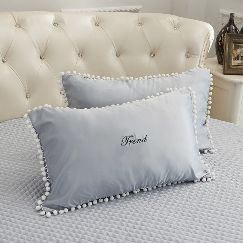 2021新款水洗真丝+纯棉圆床系列单层枕套 48cmx74cm（对） 灰色