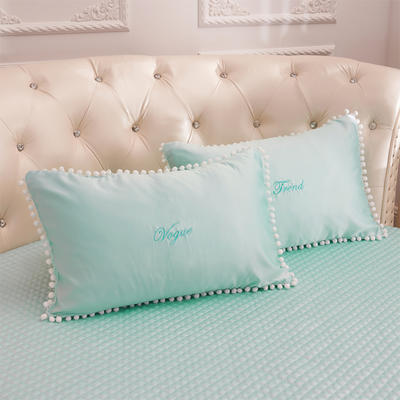 2021新款水洗真丝+纯棉圆床系列单层枕套 48cmx74cm（对） 天蓝