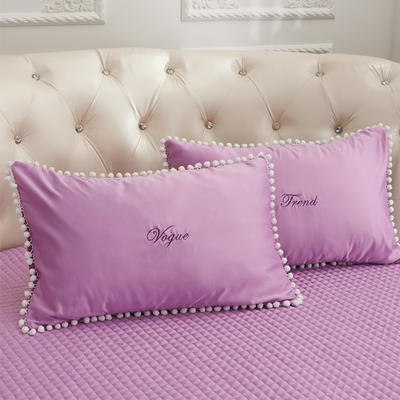 2021新款水洗真丝+纯棉圆床系列单层枕套 48cmx74cm（对） 紫色
