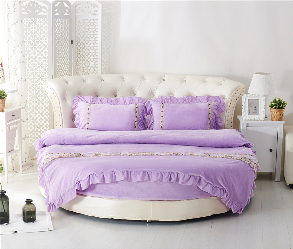 2021新款水晶绒牛奶绒圆床系列单品 直径2米单层床裙 浅紫