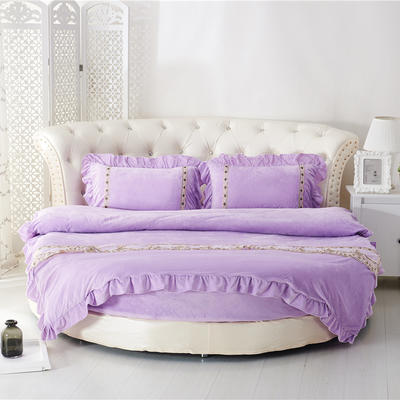 2021新款水晶绒牛奶绒圆床系列单品 直径2米单层床裙 浅紫