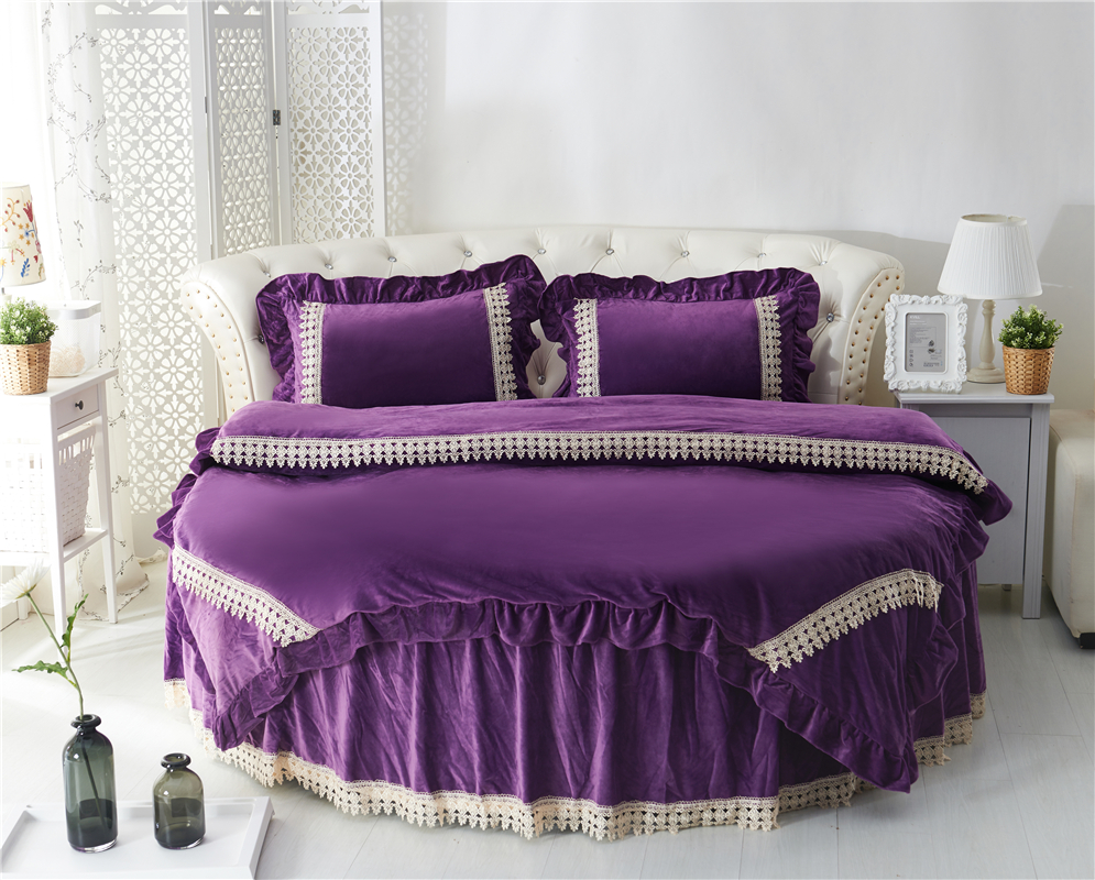 2021新款水晶绒牛奶绒圆床系列单品 直径2米单层床裙 深紫