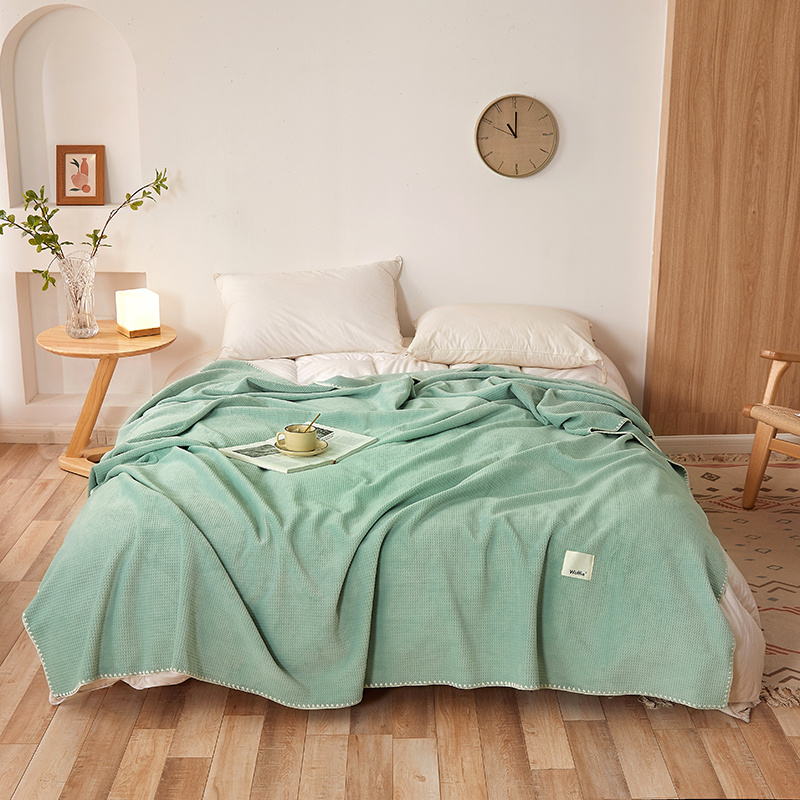 2024新款华夫绒多功能休闲毛毯盖毯毯子系列 1.0*1.5m 苹果绿