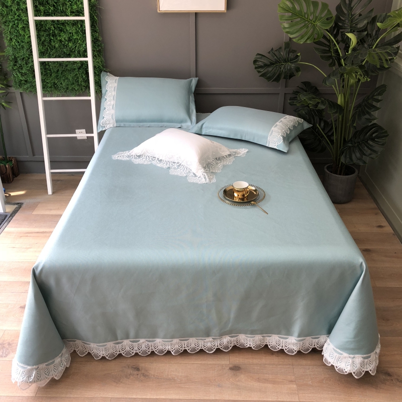 安睡宝  900D蕾丝花边床单款床席实拍图 250*250cm 素朴-绿色
