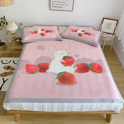 2020新款900D数码印花床席款 1.8m（6英尺）床 草莓兔粉色