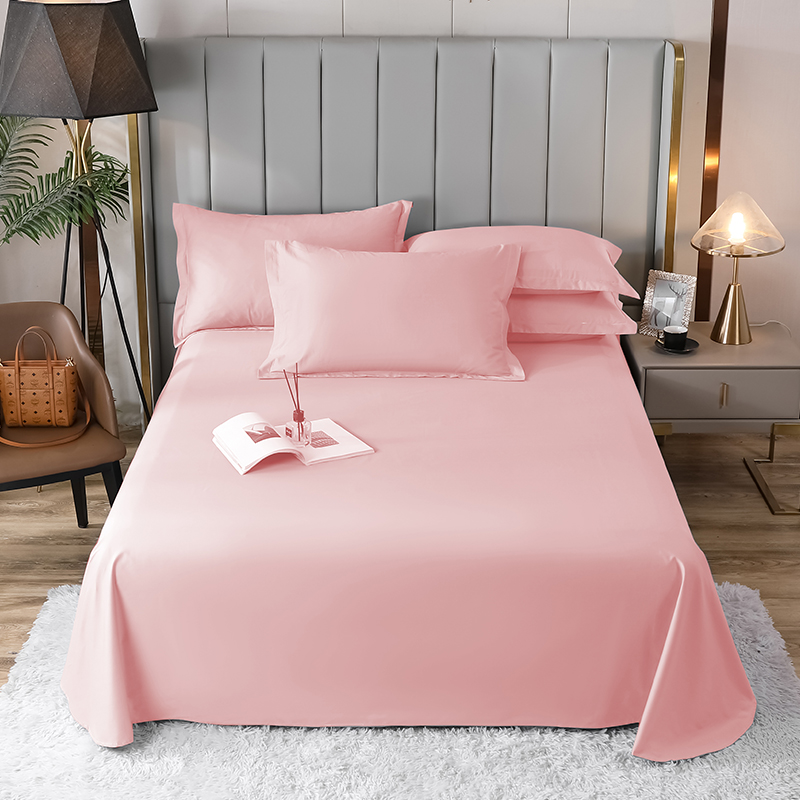 2024新款13372全棉新疆长绒棉纯色床单系列 200*230cm 粉色