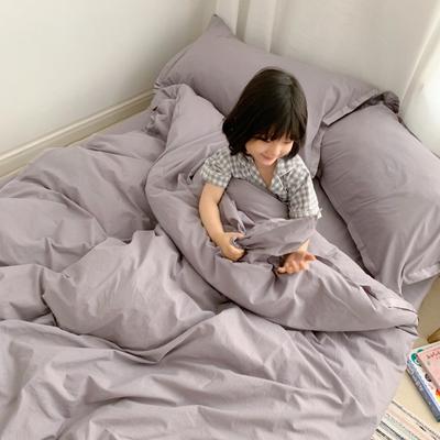 2020新款-（宝宝实拍图）水洗棉长绒棉纯色拼接款 床单款1.5m（5英尺）床 岚-摩卡灰