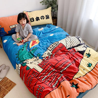 新品-日系元气少女四件套 床单款四件套1.5m（5英尺）床 日本之旅