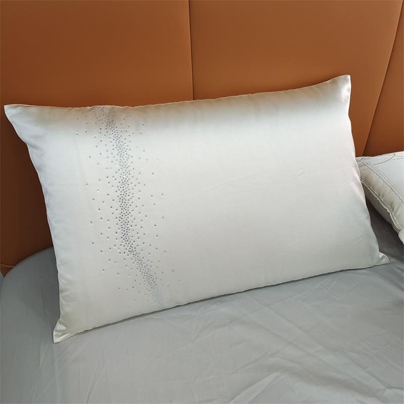 2023新款禅丝高精密四件套配床白色短枕单人枕套 48*74cm/对 米白