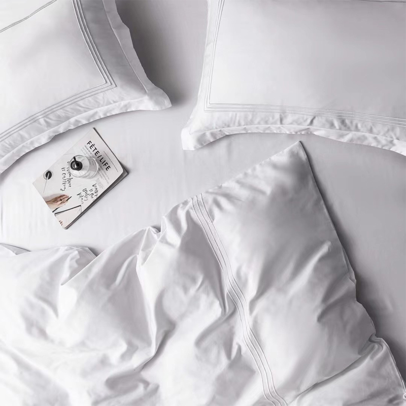 2024新款全棉刺绣短枕 枕头枕芯 48x74cm/对（不含芯） 白