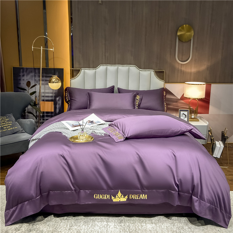 2021新款洛卡棉刺绣四件套--城堡系列 1.8m床单款四件套 城堡-帝王紫