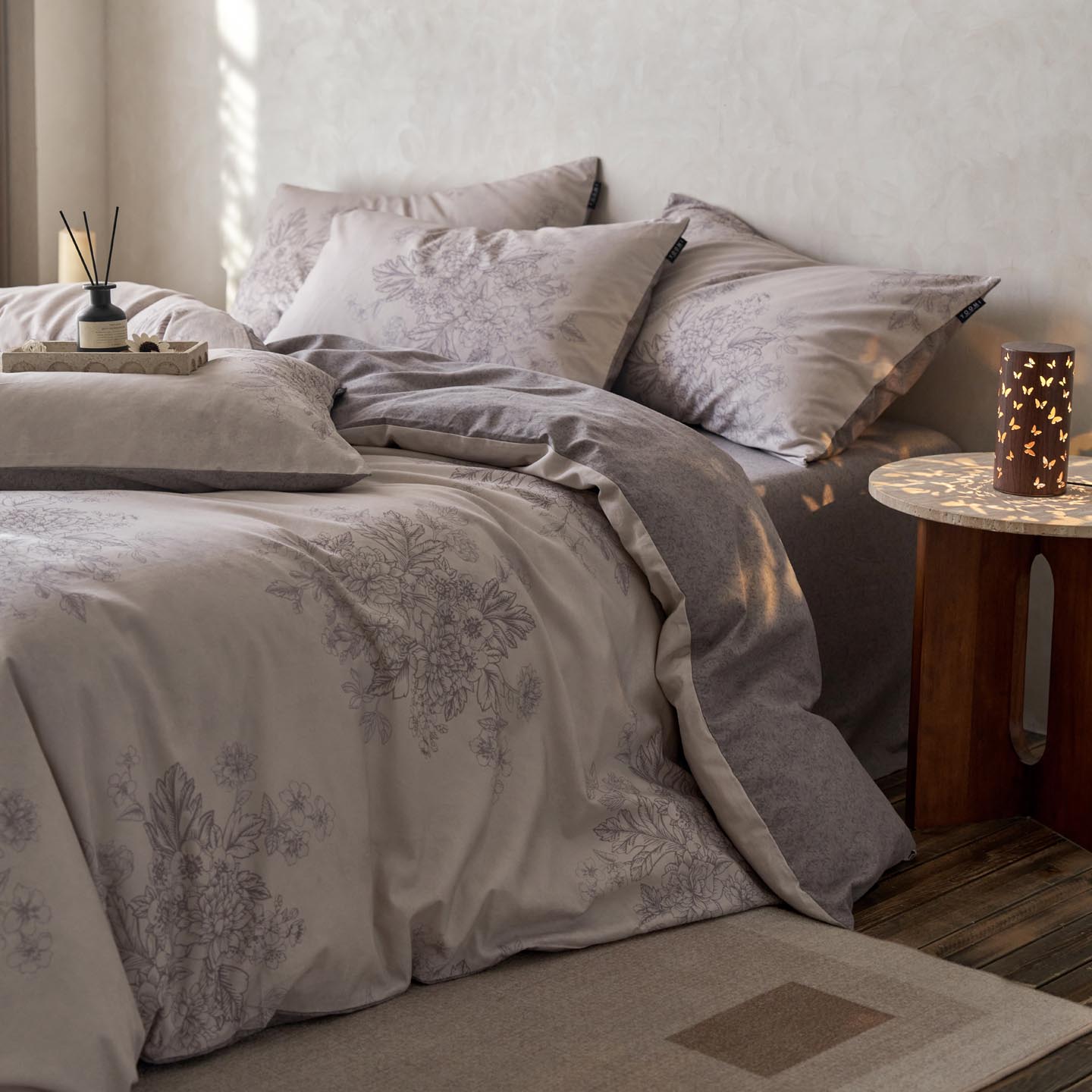 2025新款全棉磨毛印花四件套-御岚 素居-灰