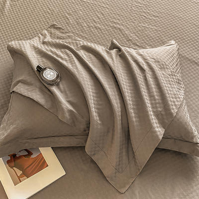 2023新款全棉提花尼克罗系列单品枕套 48*74cm枕套一对 提花单枕套-奶茶色