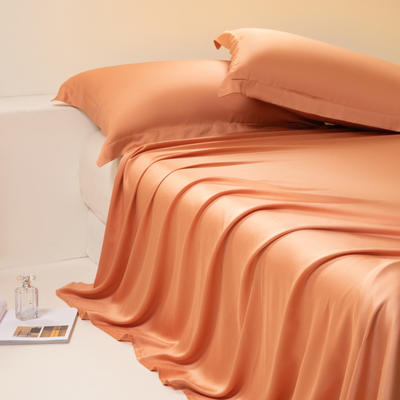 2024新款莱赛尔兰精天丝棉纯色单品及套件--单床单 245*250cm-单床单 床单-焦糖