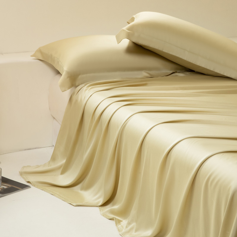 2024新款莱赛尔兰精天丝棉纯色单品及套件--单床单 245*250cm-单床单 床单-芥末绿