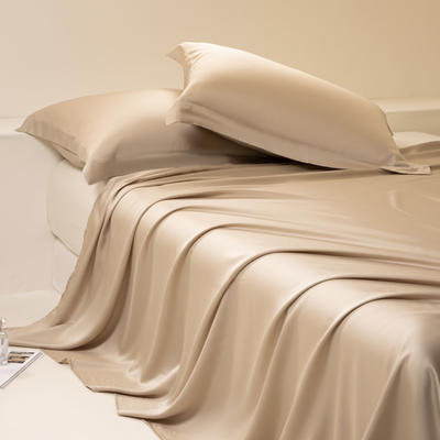 2024新款莱赛尔兰精天丝棉纯色单品及套件--单床单 245*250cm-单床单 床单-奶茶杏