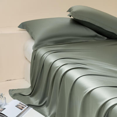 2024新款莱赛尔兰精天丝棉纯色单品及套件--单床单 245*250cm-单床单 床单-赛琳绿