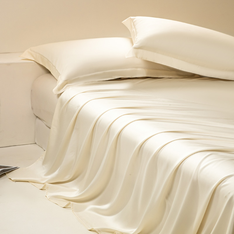 2024新款莱赛尔兰精天丝棉纯色单品及套件--单床单 245*250cm-单床单 床单-象牙白