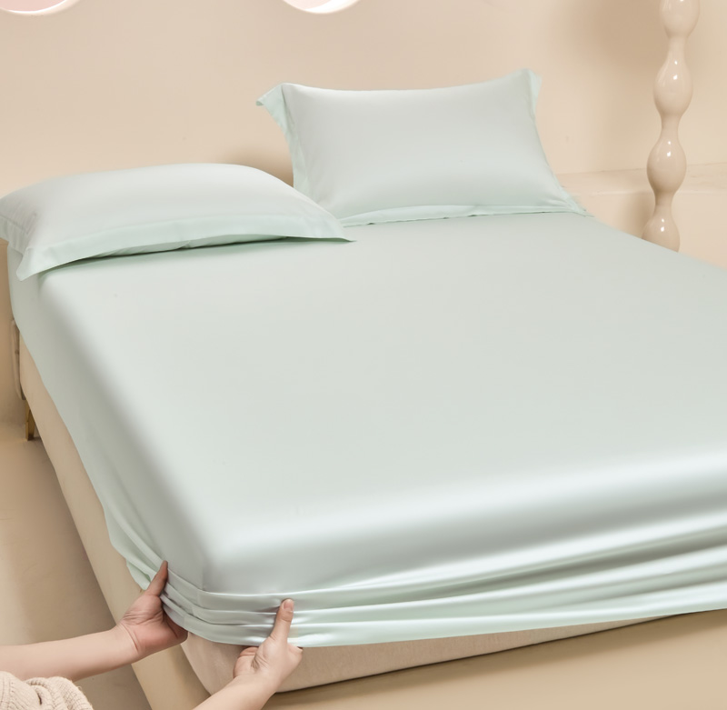 2024新款莱赛尔兰精天丝棉纯色单品及套件--单床笠 150*200cm-单床笠 床笠-空绿