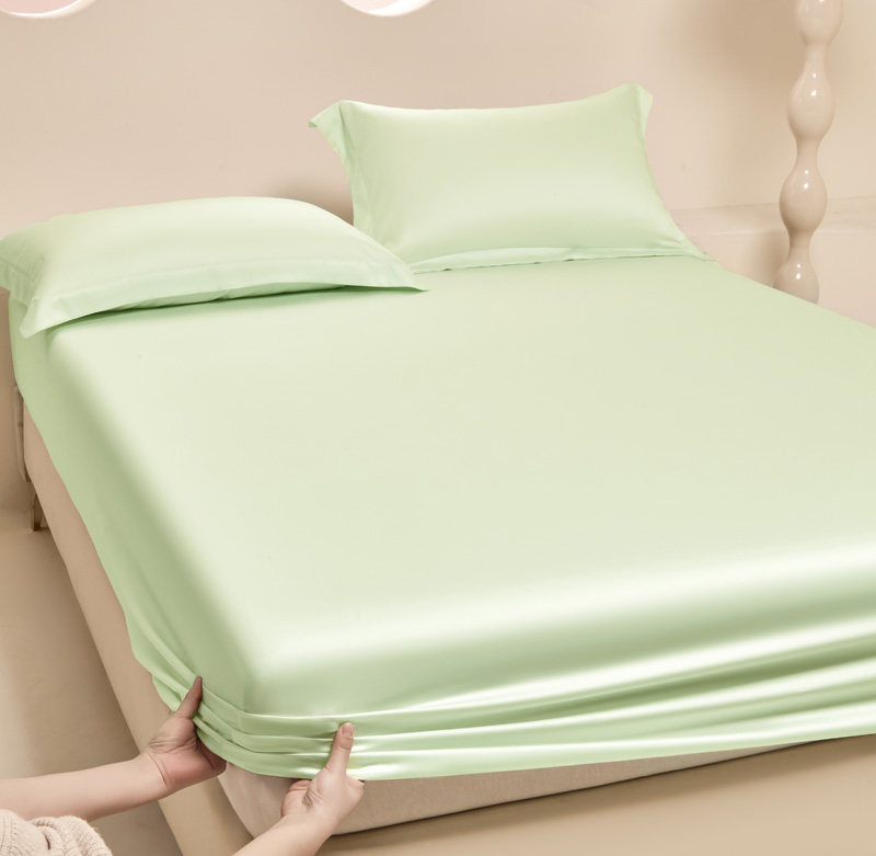 2024新款莱赛尔兰精天丝棉纯色单品及套件--单床笠 150*200cm-单床笠 床笠-柠檬绿