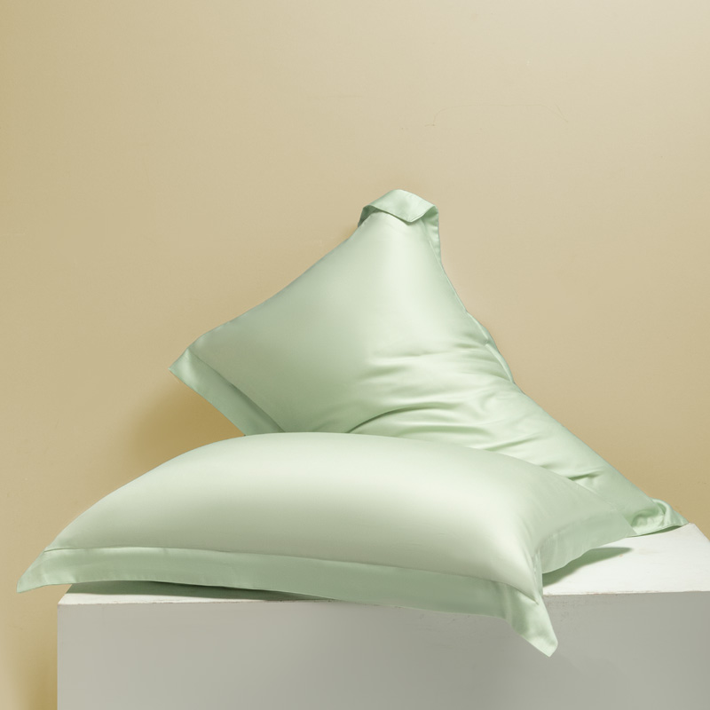2024新款莱赛尔兰精天丝棉纯色单品及套件--单枕套 48*74cm枕套/对 枕套-柠檬绿