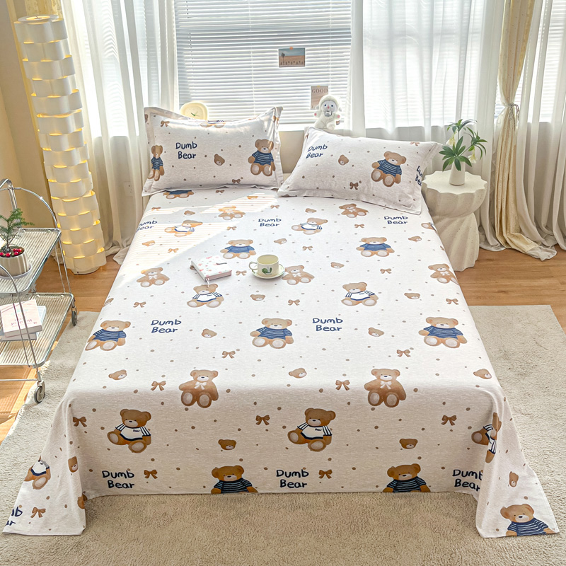 2024新款全棉小清新印花单品套件--单床单 180*230cm单床单 床单-布偶熊