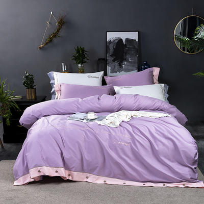 2020新款-60支长绒棉系列-绣字秋茗 1.8m（6英尺）床（床单款） 紫色