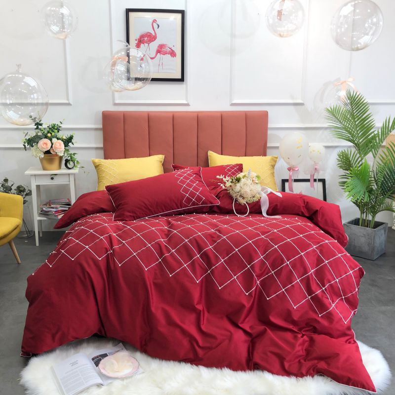 2020新款-60支长绒棉系列-露华浓珍珠 1.8m（6英尺）床（床单款） 红色