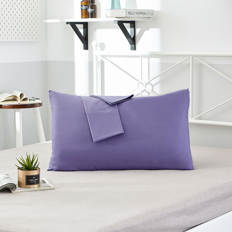 2019新款纯色全棉单品枕套  可定做尺寸 48cmX74cm/对 神秘紫