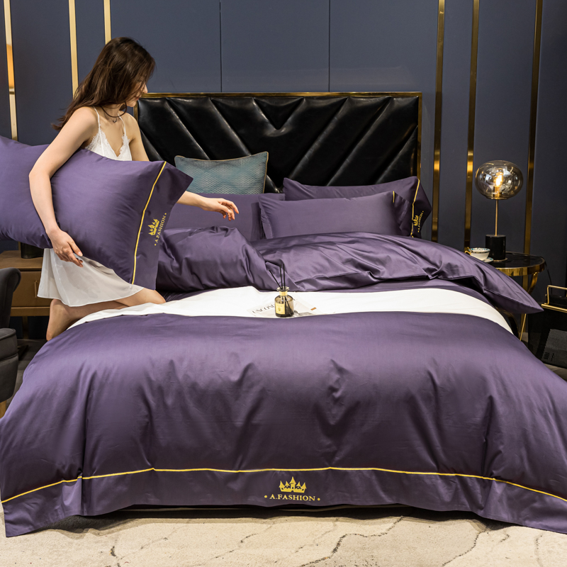 2020新款全棉酒店轻奢风系列四件套 1.35m床单款三件套 水晶紫