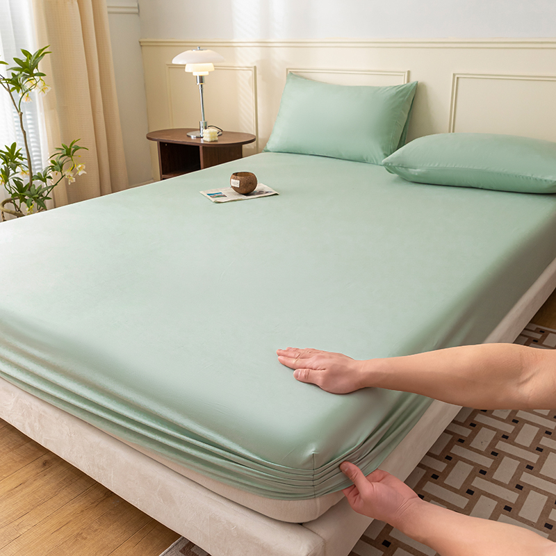 2023新款13374全棉纯色单品系列单床笠/单枕套/单床单 0.9*2米单床笠 纯色-薄荷绿