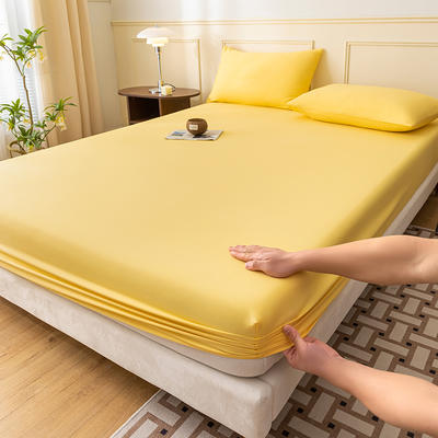 2023新款13374全棉纯色单品系列单床笠/单枕套/单床单 0.9*2米单床笠 纯色-奶黄