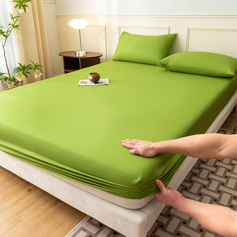 2023新款13374全棉纯色单品系列单床笠/单枕套/单床单 0.9*2米单床笠 纯色-松绿